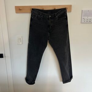 Relaxed Straight Rinsed Black Jeans